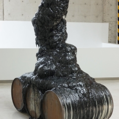 F29, Fountain and Cylinder, Polyurethanes and oil drums, 172x91x220cm, 2016